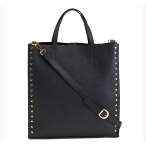 NWOT Bevini Modena Black Genuine Italian 100% Leather Tote Handbag Purse